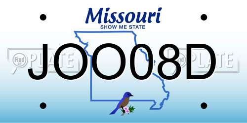 JOO08D Missouri License Plate