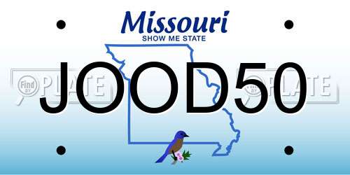 JOOD50 Missouri License Plate