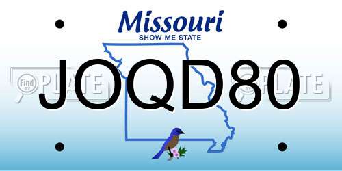 JOQD80 Missouri License Plate