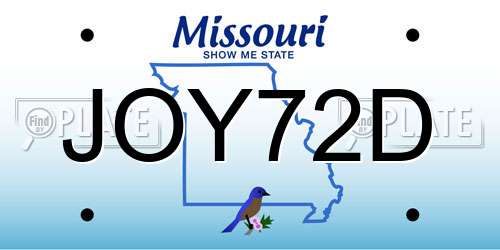 JOY72D Missouri License Plate