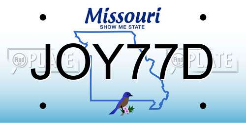 JOY77D Missouri License Plate