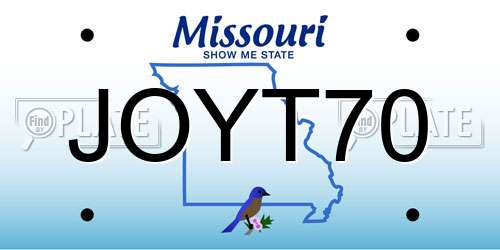 JOYT70 Missouri License Plate