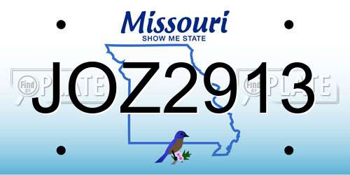 JOZ2913 Missouri License Plate