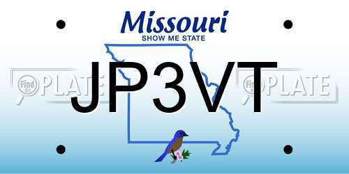 JP3VT Missouri License Plate
