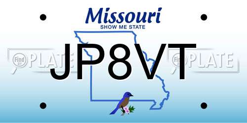 JP8VT Missouri License Plate