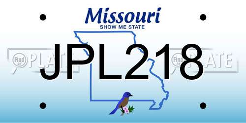 JPL218 Missouri License Plate