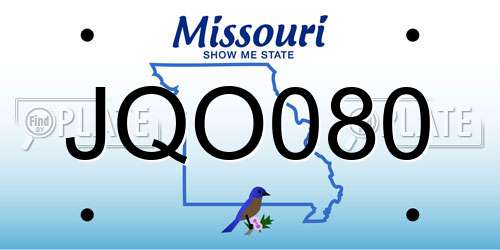 JQO080 Missouri License Plate