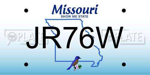 JR76W Missouri License Plate