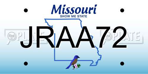 JRAA72 Missouri License Plate