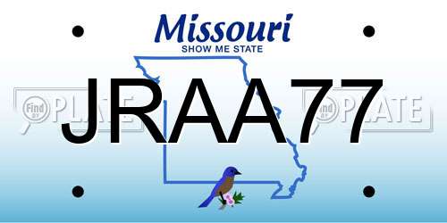 JRAA77 Missouri License Plate