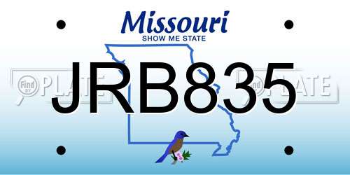 JRB835 Missouri License Plate