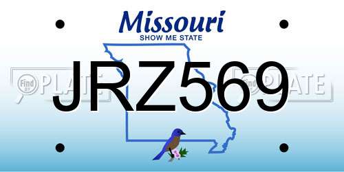 JRZ569 Missouri License Plate