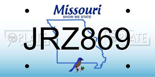 JRZ869 Missouri License Plate
