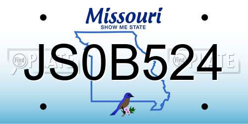 JS0B524 Missouri License Plate