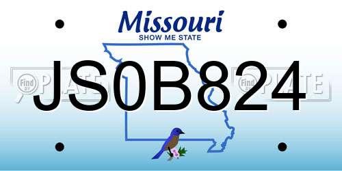 JS0B824 Missouri License Plate