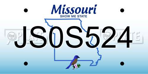 JS0S524 Missouri License Plate