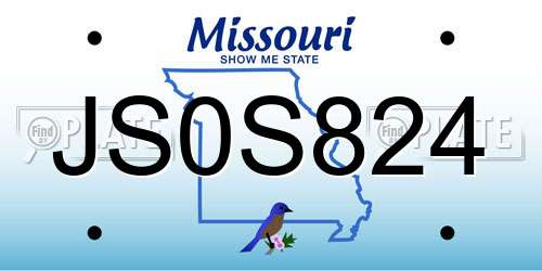 JS0S824 Missouri License Plate