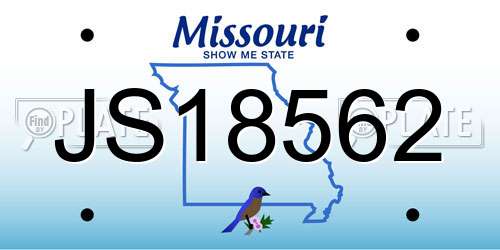 JS18562 Missouri License Plate