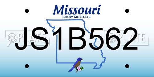 JS1B562 Missouri License Plate