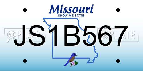 JS1B567 Missouri License Plate