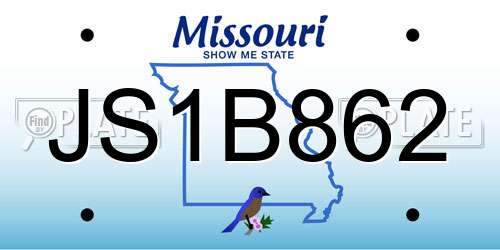 JS1B862 Missouri License Plate