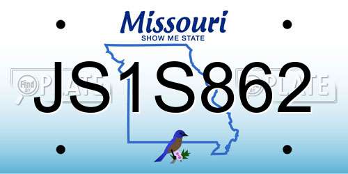 JS1S862 Missouri License Plate