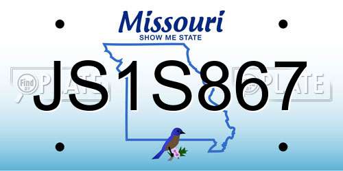 JS1S867 Missouri License Plate