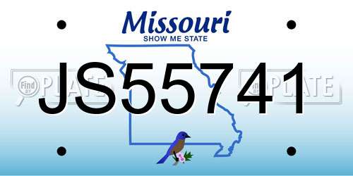 JS55741 Missouri License Plate