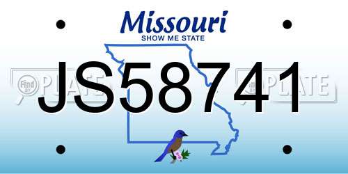 JS58741 Missouri License Plate