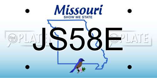 JS58E Missouri License Plate