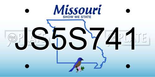 JS5S741 Missouri License Plate