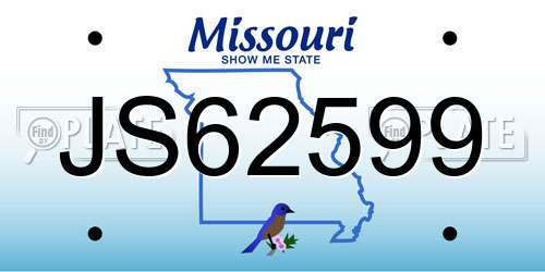 JS62599 Missouri License Plate