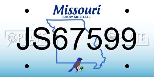 JS67599 Missouri License Plate