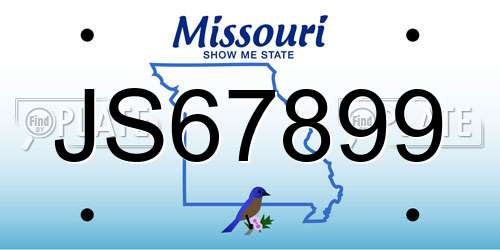 JS67899 Missouri License Plate