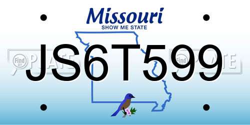 JS6T599 Missouri License Plate