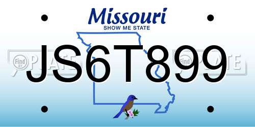 JS6T899 Missouri License Plate