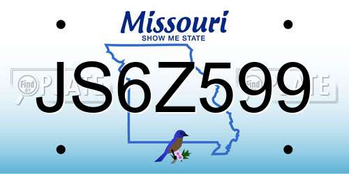 JS6Z599 Missouri License Plate