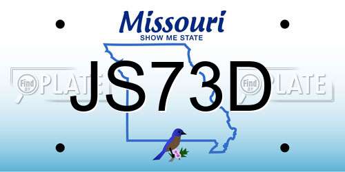 JS73D Missouri License Plate