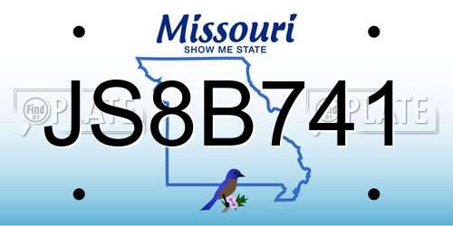 JS8B741 Missouri License Plate