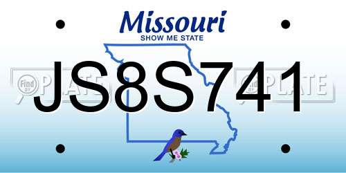 JS8S741 Missouri License Plate