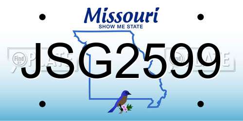 JSG2599 Missouri License Plate