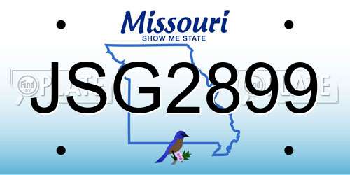 JSG2899 Missouri License Plate