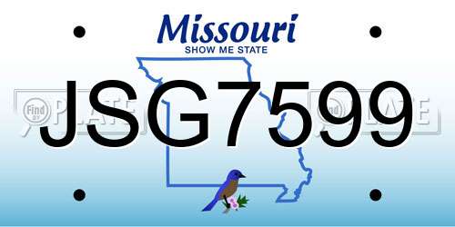 JSG7599 Missouri License Plate