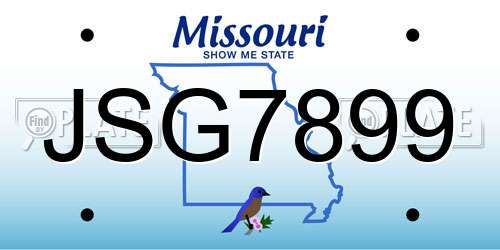 JSG7899 Missouri License Plate