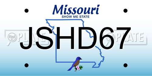 JSHD67 Missouri License Plate