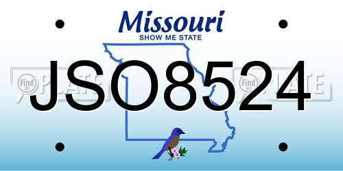 JSO8524 Missouri License Plate