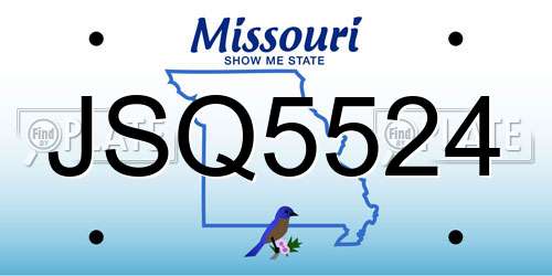 JSQ5524 Missouri License Plate