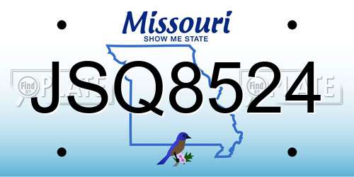 JSQ8524 Missouri License Plate