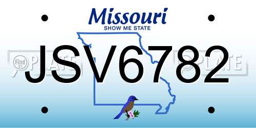 JSV6782 Missouri License Plate