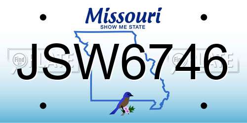 JSW6746 Missouri License Plate
